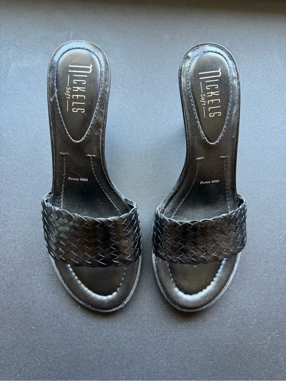 Nickels Black Woven Slide Mules for Women